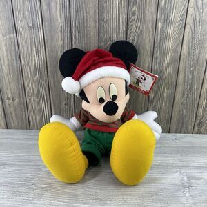Vintage Disney Holiday Mickey Mouse Plush Christmas Santa Stuffed Animal Mattel